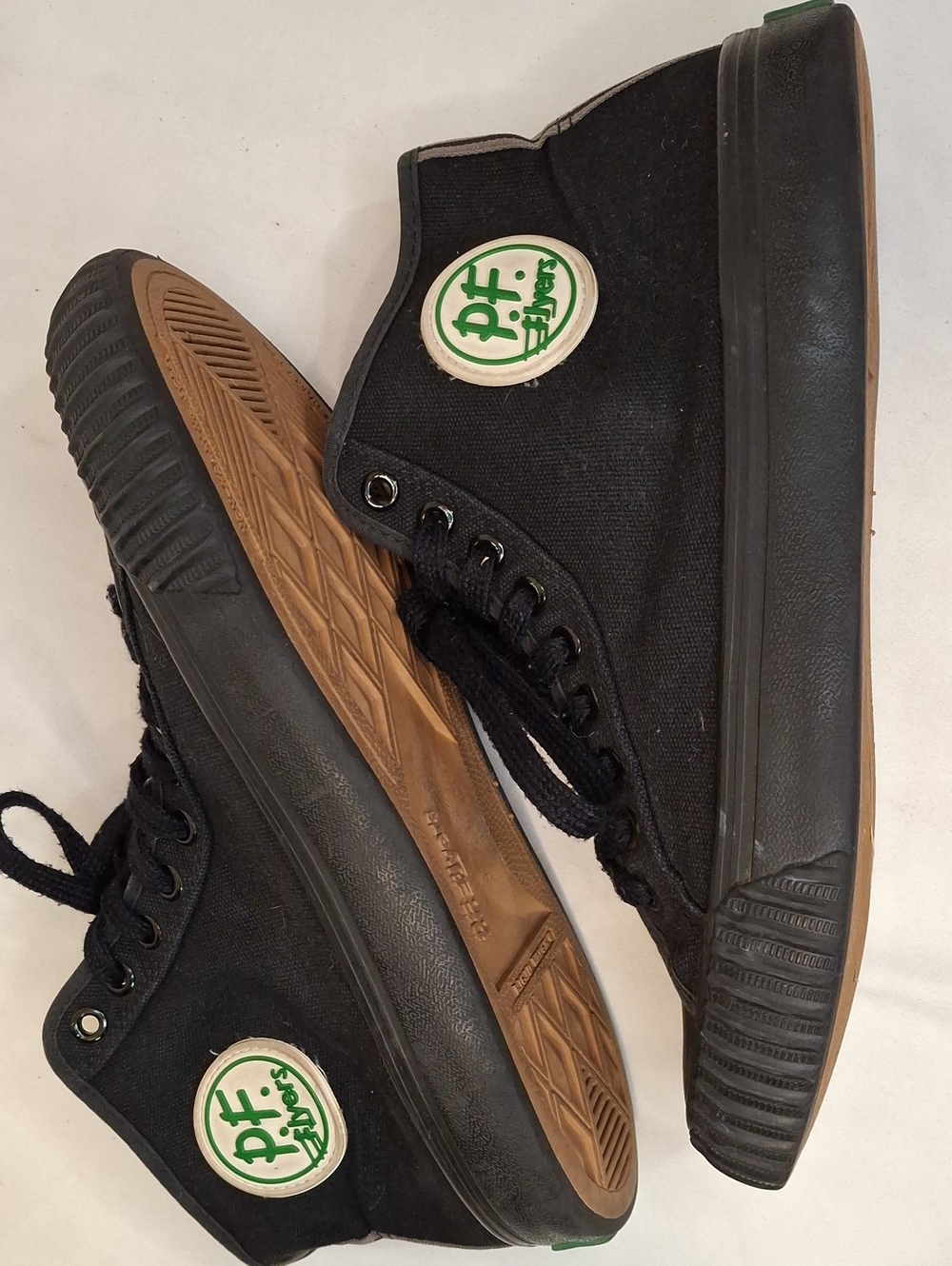 P.F. Flyers Center Hi Black Canvas High-Top Sneakers with Gum Outsole.M8 W9.5.